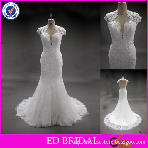 LN60 2016 New Real Sample See Through Back Lace Mermaid Wedding Dress Patterns